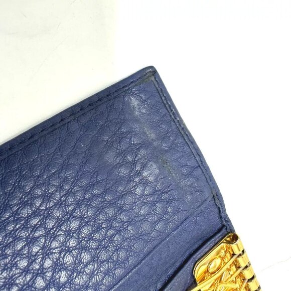 PRADA triangle plate 6-Ring Key Case Leather blue/GoldHardware - Picture 9 of 13